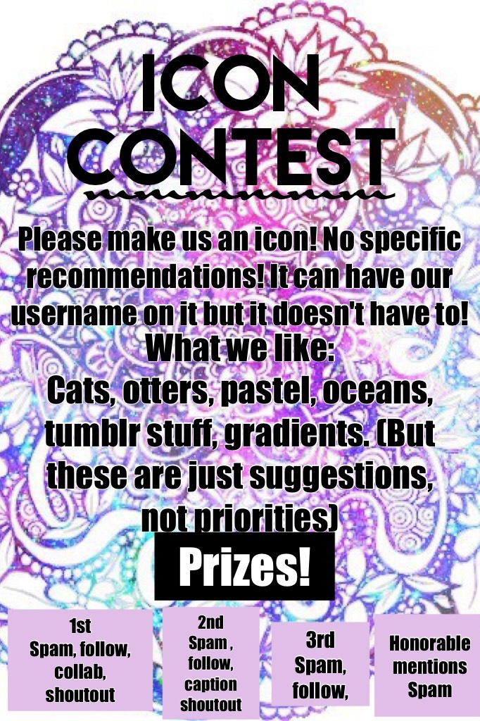 Tap
Icon contest!!!! Due when we have enough entries!!!