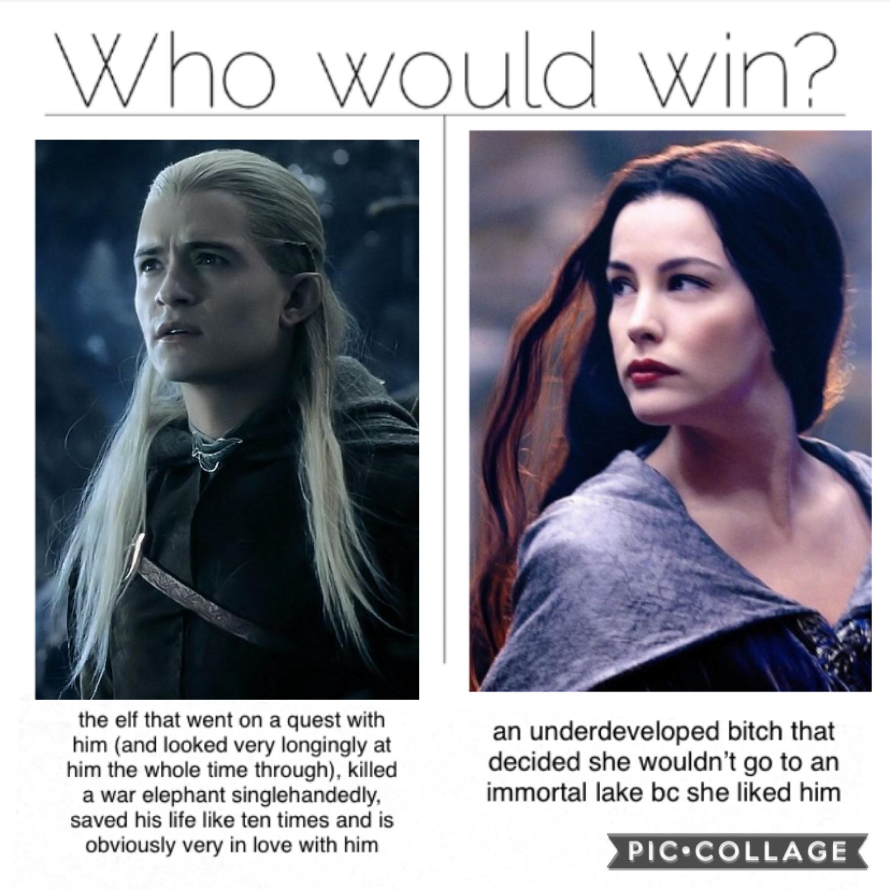 y’all are all like “Arwen gave up her immortality for Aragorn bla bla bla” but like- legolas would have died any moment of that quest if it meant saving Aragorn 