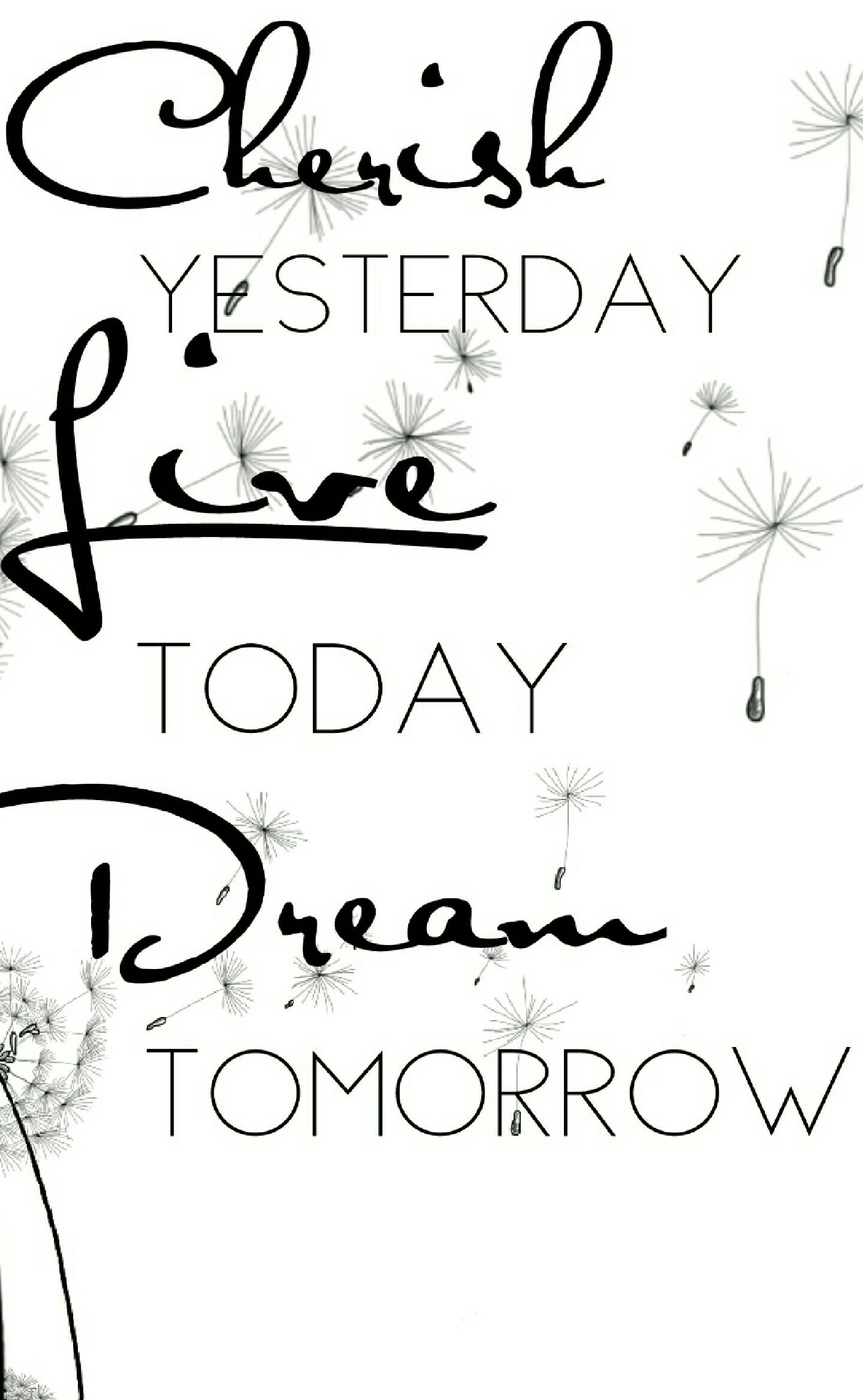 Cherish yesterday, Live today, and Dream tomorrow 