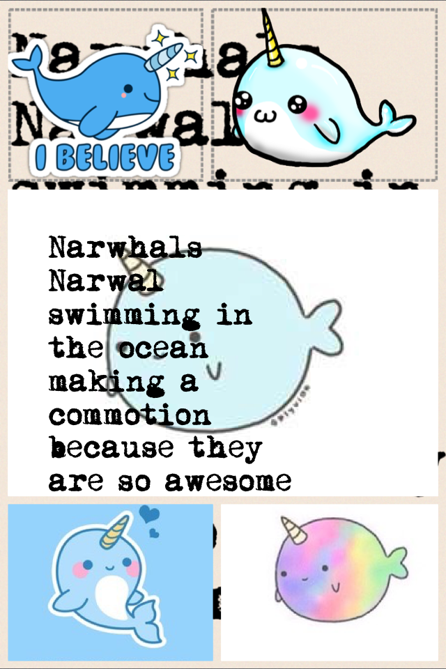 Narwhals Narwal swimming in the ocean making a commotion because they are so awesome