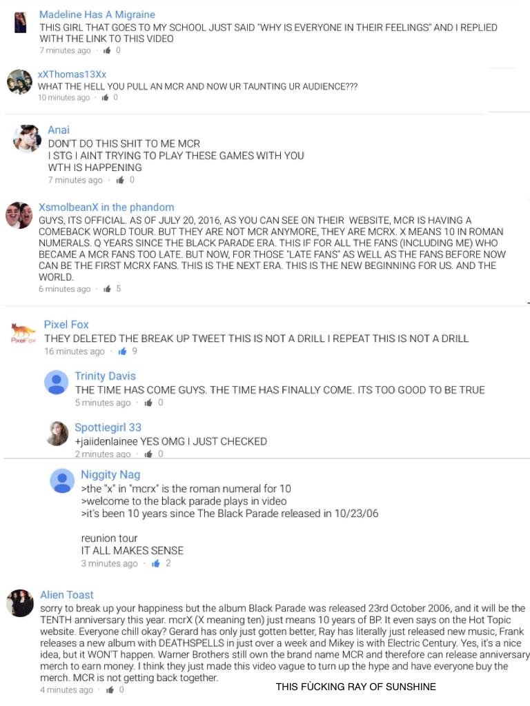 I JUST WENT THROUGH THE MCRX VIDEO AND THESE COMMENTS. THESE. YES.