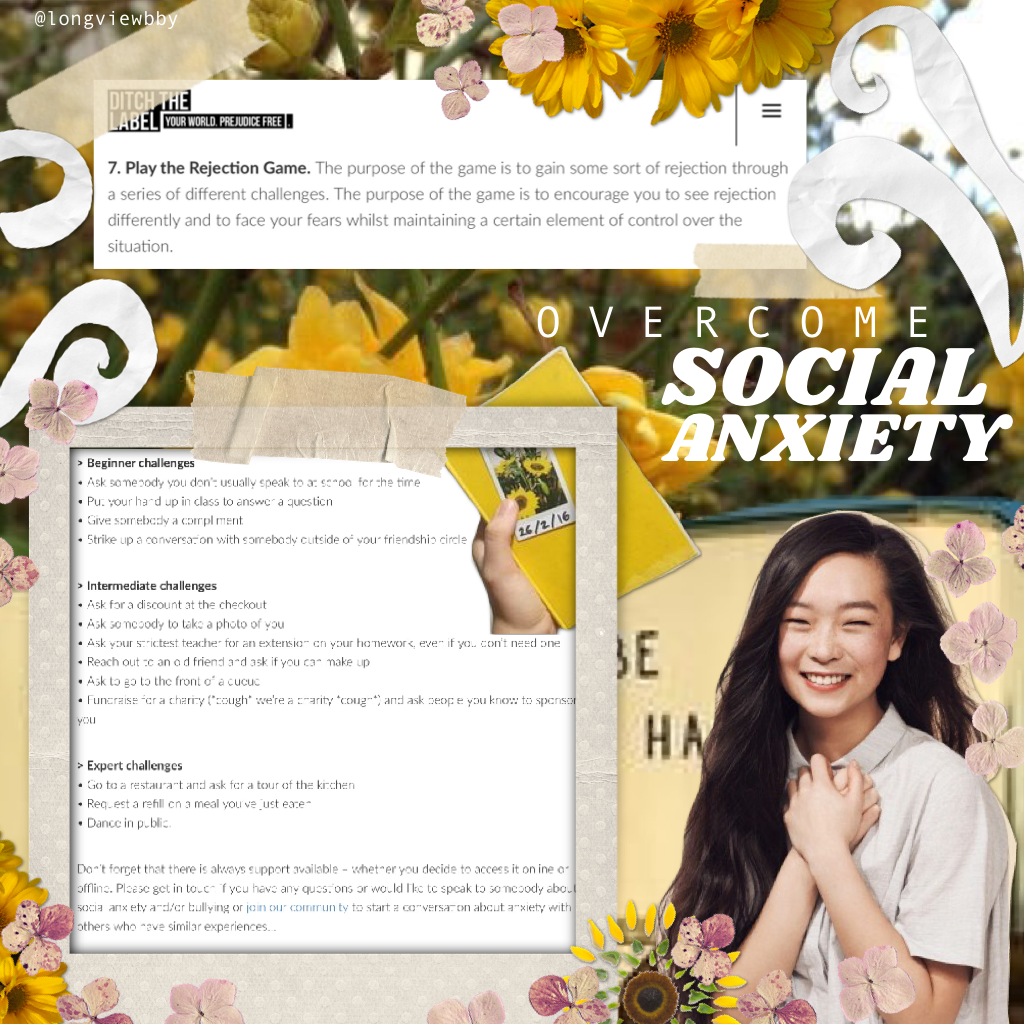THE PHOTOS WILL NOT STOP GETTING BLURRY so I shall post them in the remixes, also I will post a social anxiety test in the remixes as well // I suffer from this so I'll be posting more about it in this theme🌻