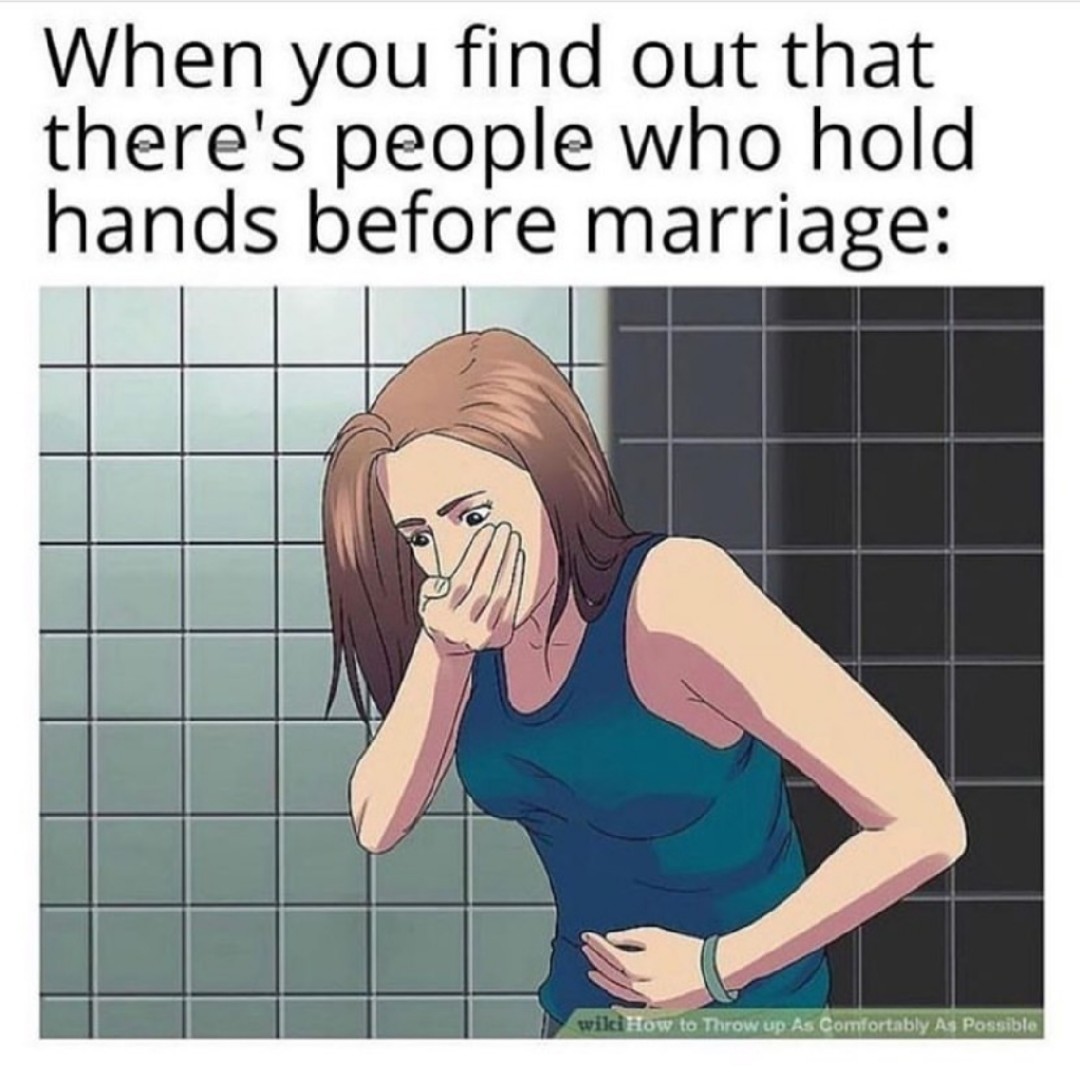 oh my
holding hands before marriage? 
even worse than eye contact before marriage