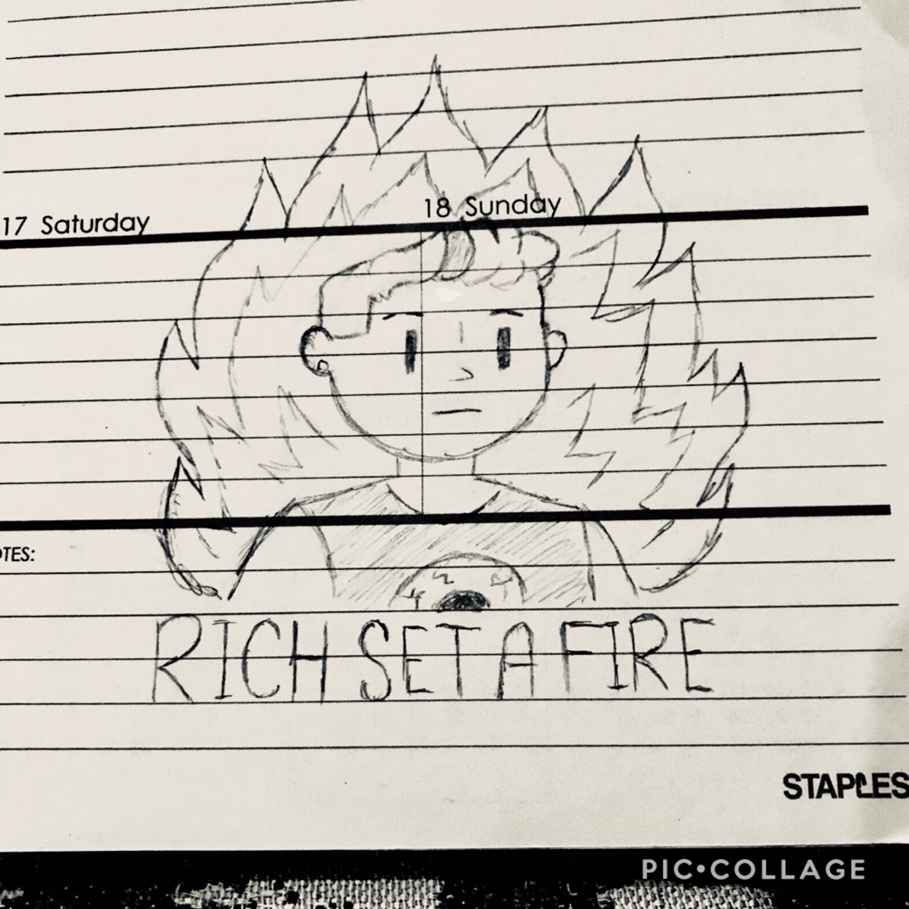 also during class today i drew my new main account profile picture and it’s cute lol even if it’s,,kinda sad oops i love rich he’s my favorite bi icon (reference picture in remixes)