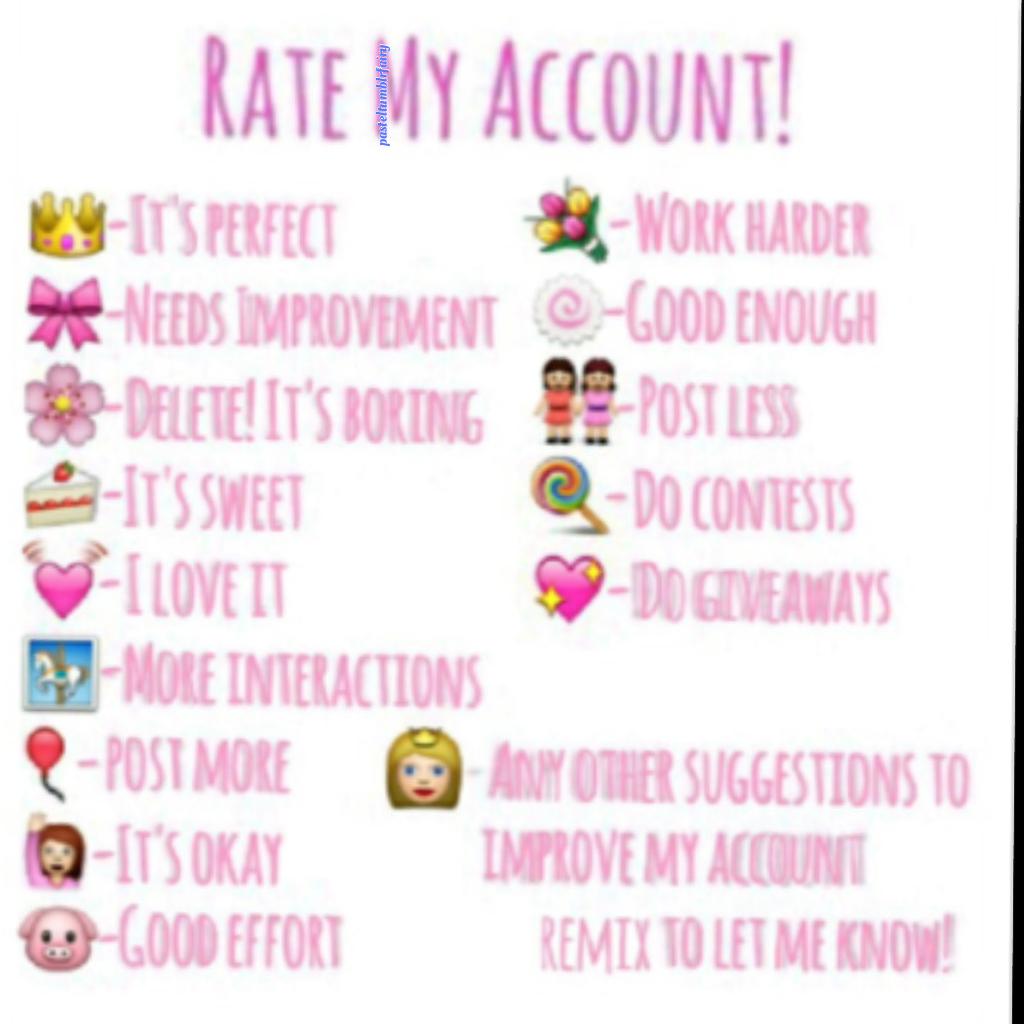 👑click me if you like emojis👑
Thanks for the advice, I'll do my best to improve, please rate my account so I know what I can do better, thanks!