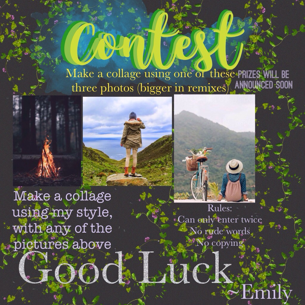 🌿FINALLY, A CONTEST (click)🌿
🌿I haven't done a contest in ages🌿
🌿The pictures are bigger in the remixes🌿
🌿Try and use my style🌿
🌿Good Luck🌿
~Emily xxx
