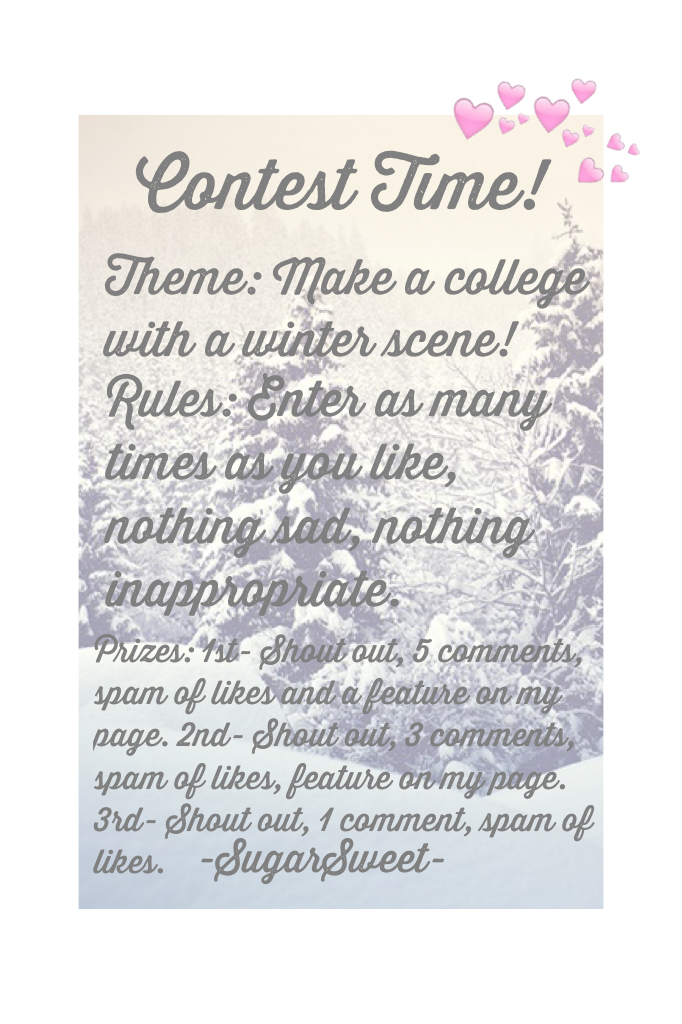 Contest Time! Good Luck To Anyone That Enters! Thank You So Much! 