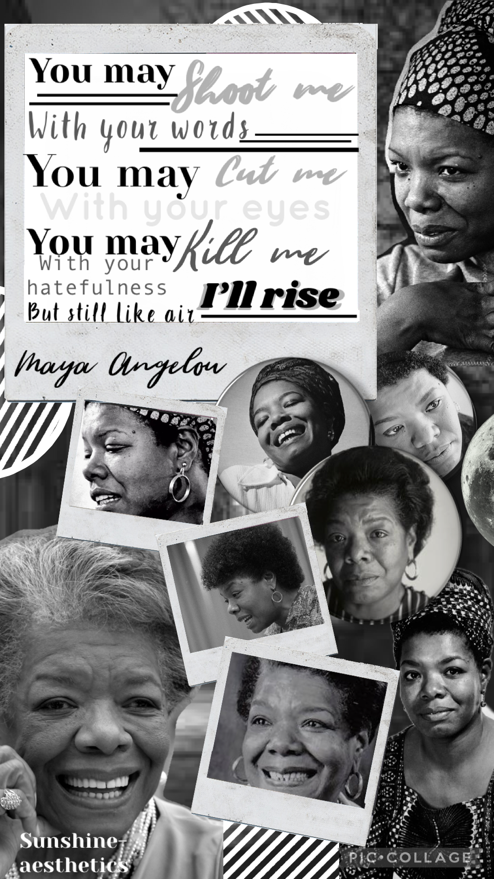 ✊🏾Black history month (tap)✊🏾
Maya Angelou collage! this is part of the series by ocean aesthetics, hi check out her account if you haven’t! Also Check the remixes!! Have an amazing day!❤️