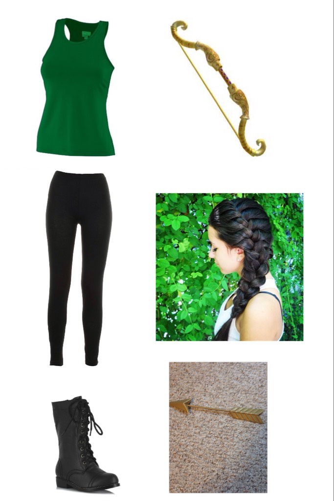 The Hunger Games Katniss Everdeen Lookbook.I like the way this turned out and the reason it has a green top is because in the book they wear green loose tops.