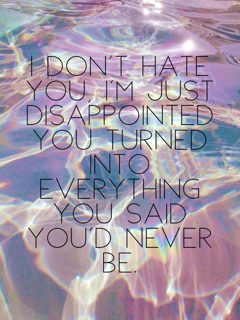 I don't hate you, I'm just disappointed you turned into everything you said you'd never be.