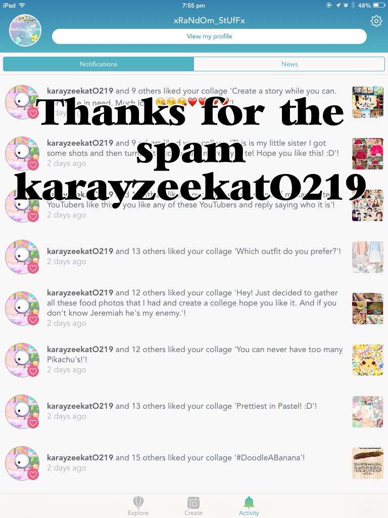 Thanks for the spam karayzeekatO219!!! ❤️❤️❤️❤️❤️