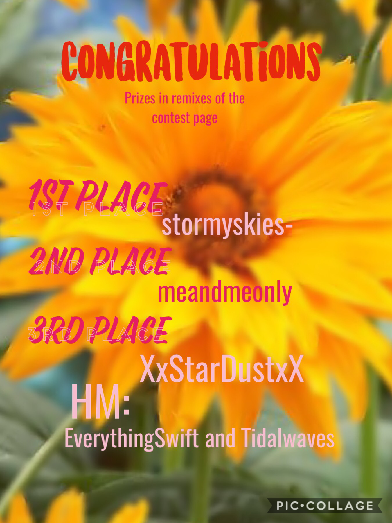 congrats!! 



remember prizes in remixes