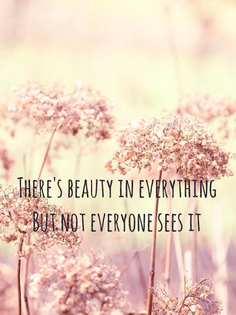 This should be a constant reminder that you are filled with beauty. Inside and out. The people who don't see it are the ones who are dumb enough not to.
