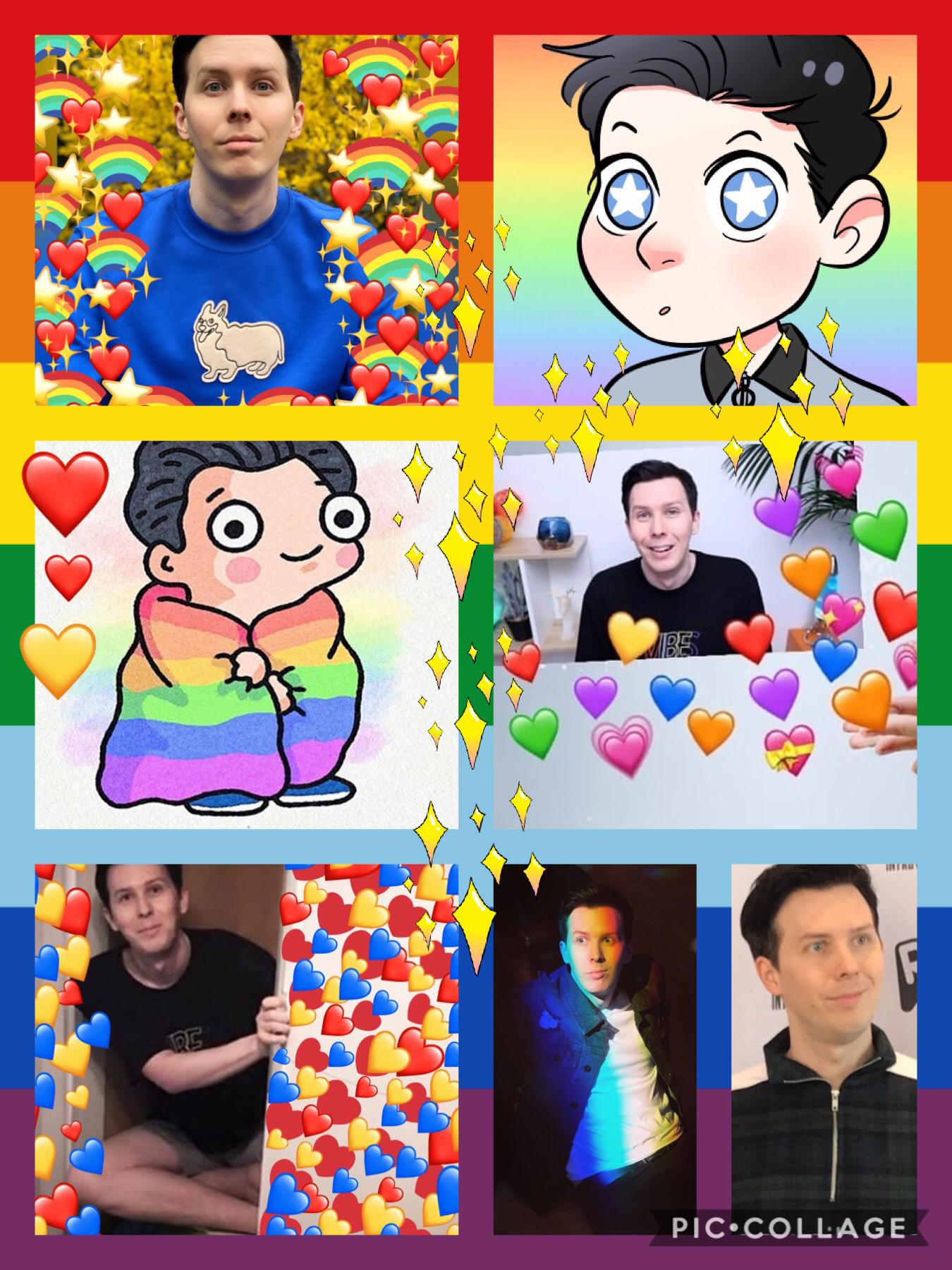Hi here’s a Phil pride collage because I wAs procrastinating on posting it but ahhhhhh 😍 I love him 😫😫😫💕💕💕💕❤️ so proud ( I also have a dan one on the way okay BYEEEE!!! 