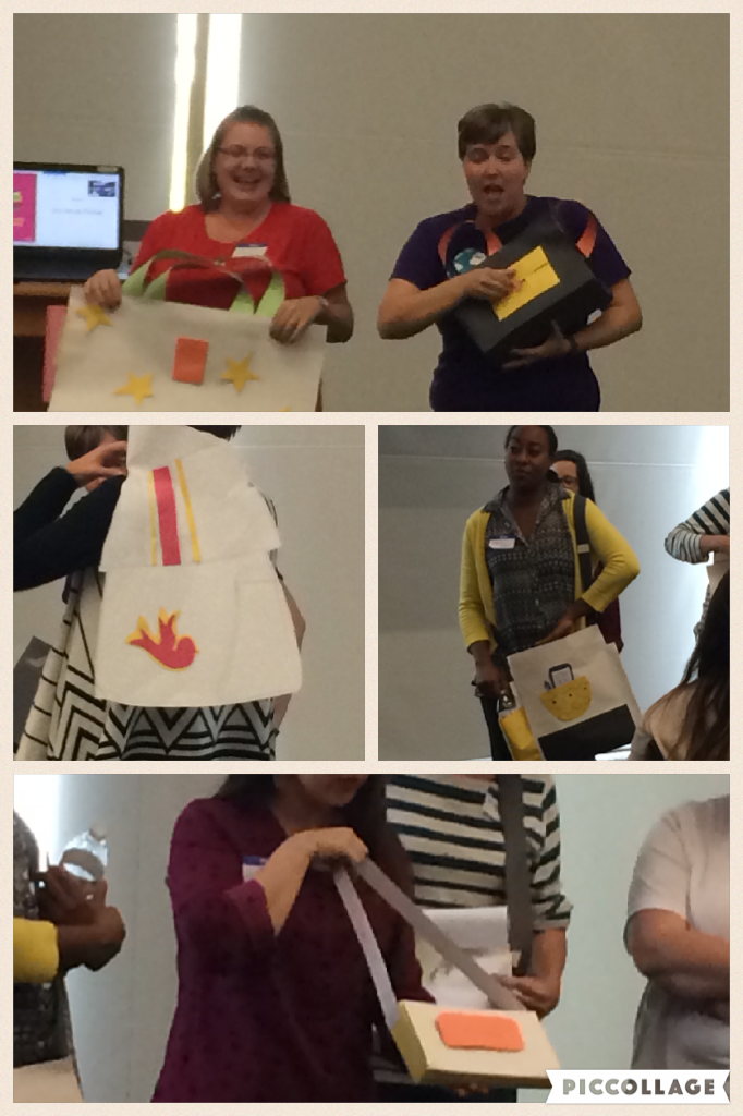 Amazing bag prototypes today- learning about design process & service learning wtoday with @ncslc & @dfcusa