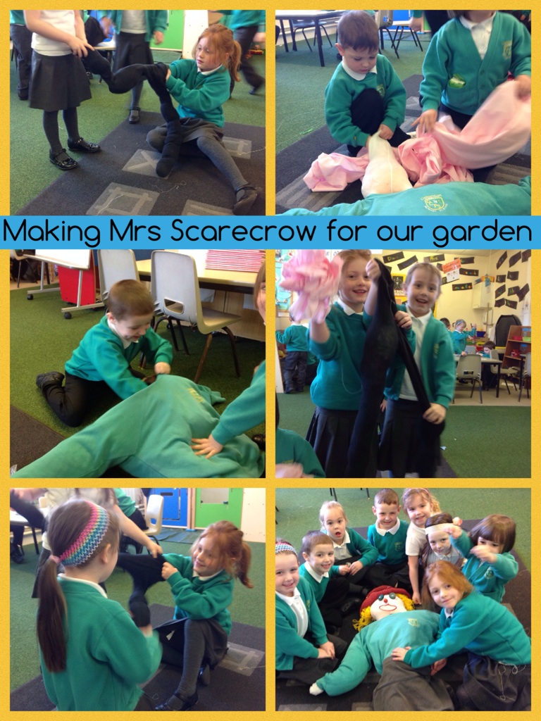 Making Mrs Scarecrow for our garden