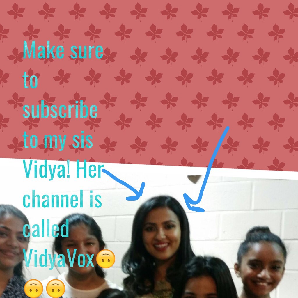 Make sure to subscribe to my sis Vidya! Her channel is called VidyaVox🙃🙃🙃