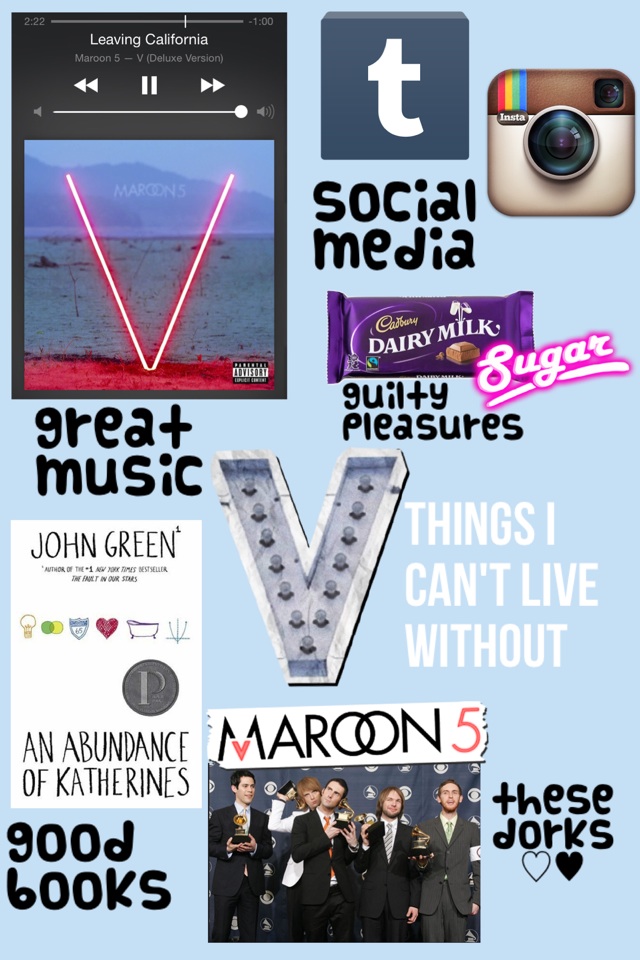 V (5) things I can't live without
maroon 5 contest #vday