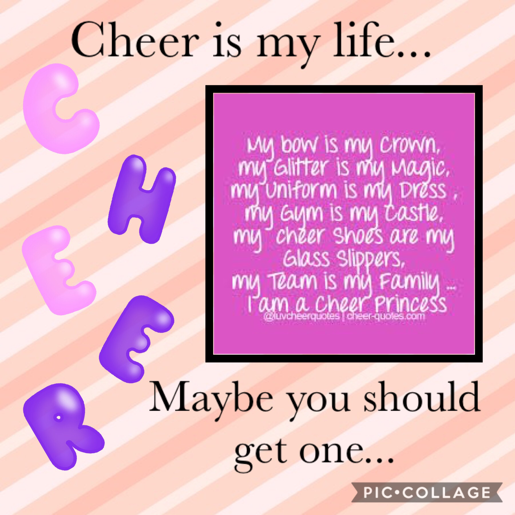 I had fun with this but I am being serious cheer is my life!!😊😊😊