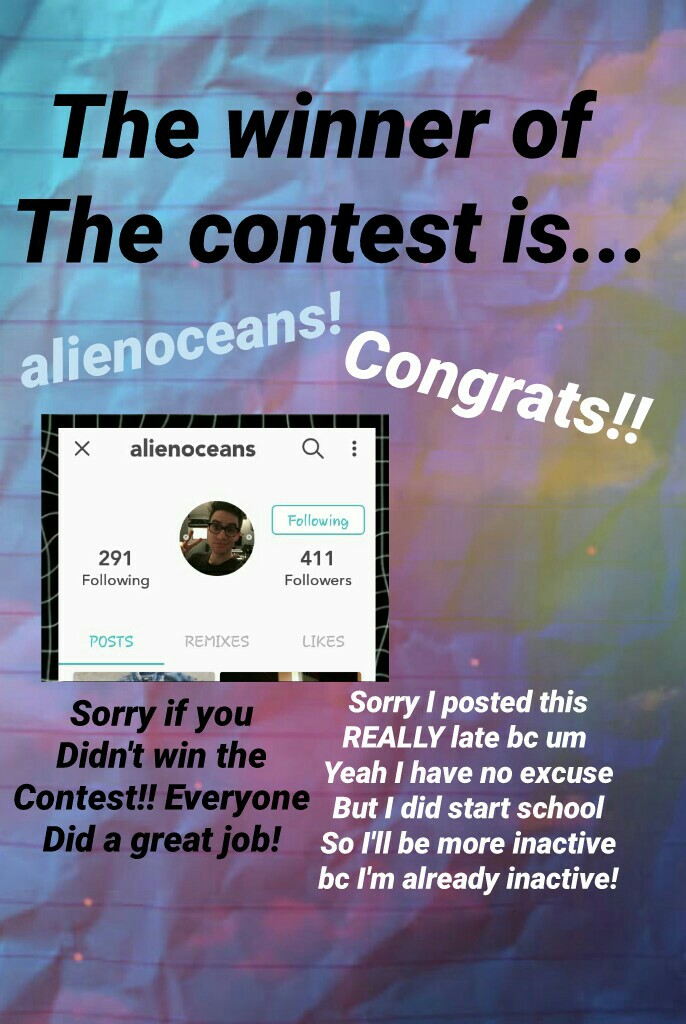 shout out to alienoceans for winning the contest!💕go follow them!!