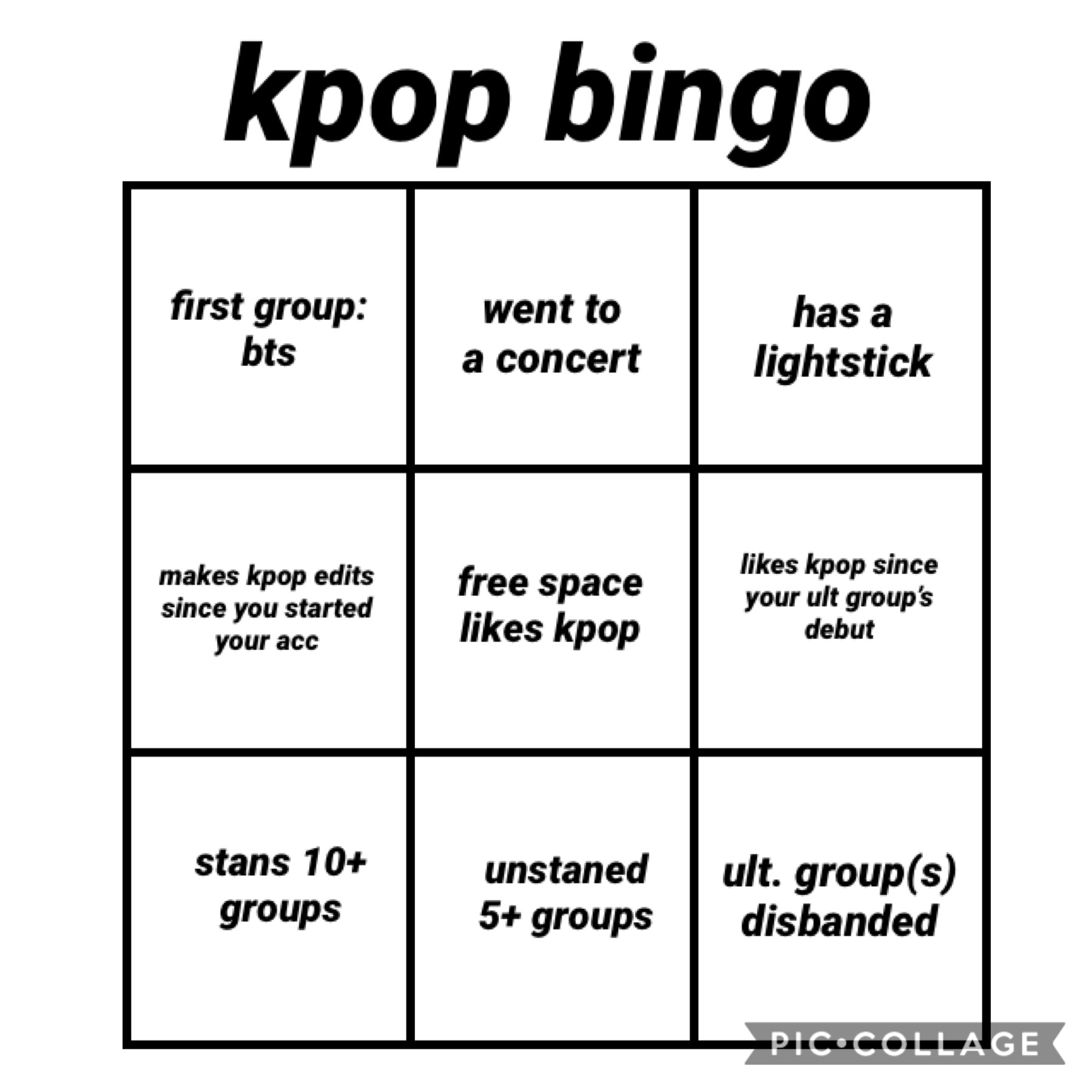 just a kPoP biNgO bc why not 🤠