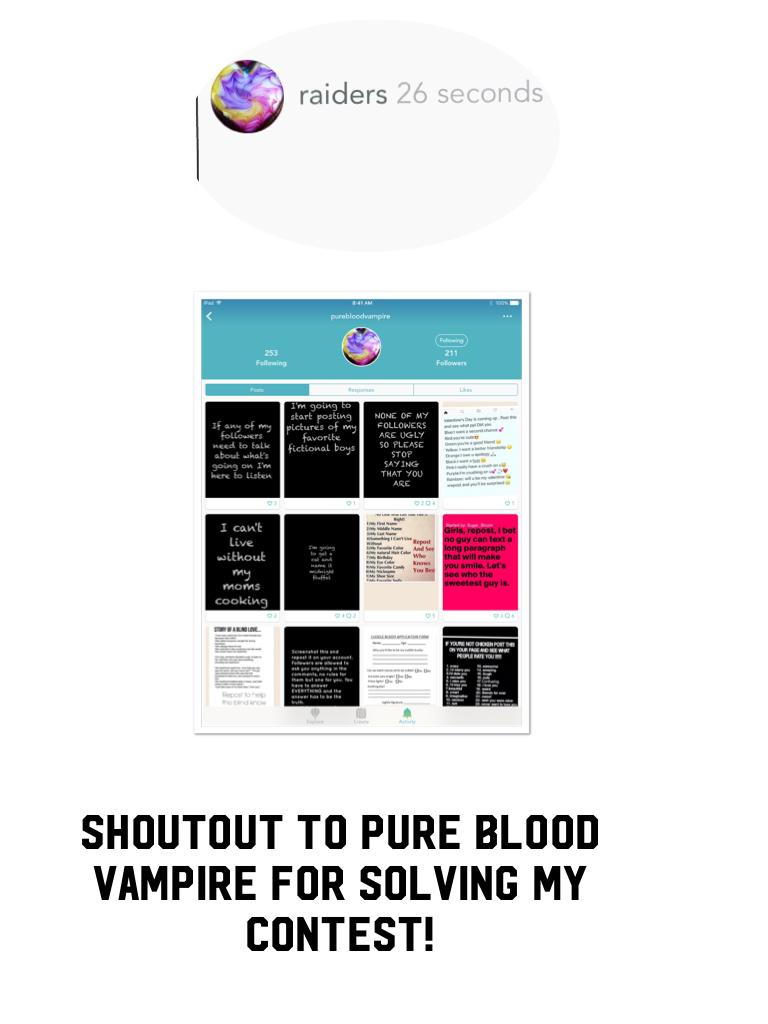 Shoutout to pure blood vampire for solving my contest! 
