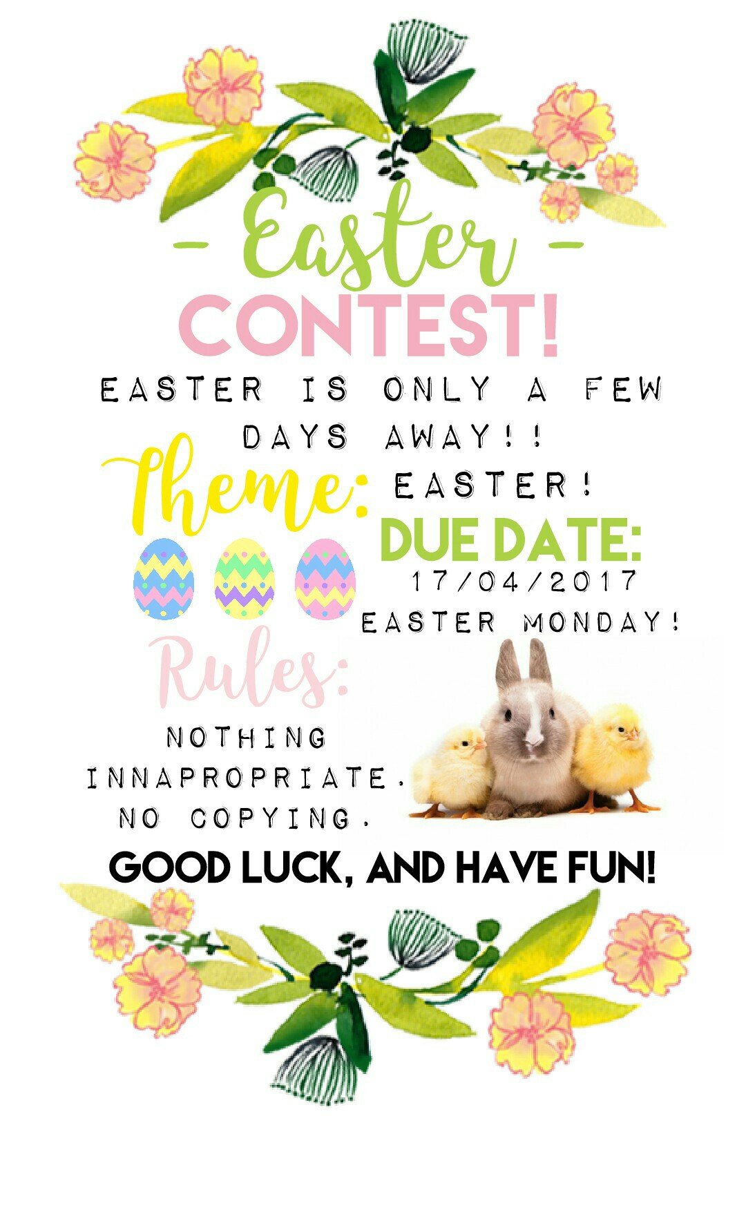 Easter contest!🐰🐣🌸💐
Wishing you all a happy holiday! xx