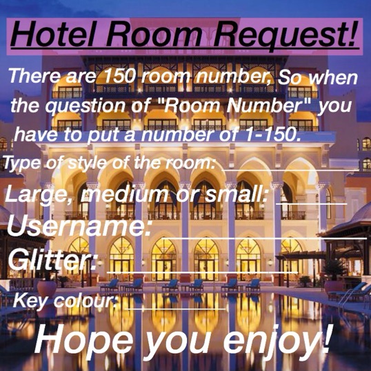 Hotel Room Request!
