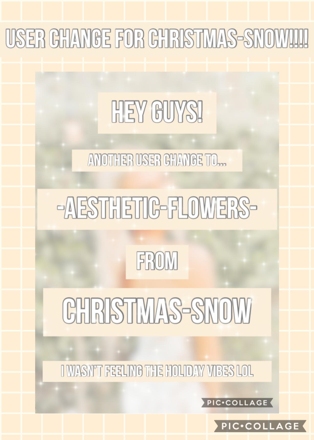 User change for @christmas-snow! She’s now @-aesthetic-flowers-