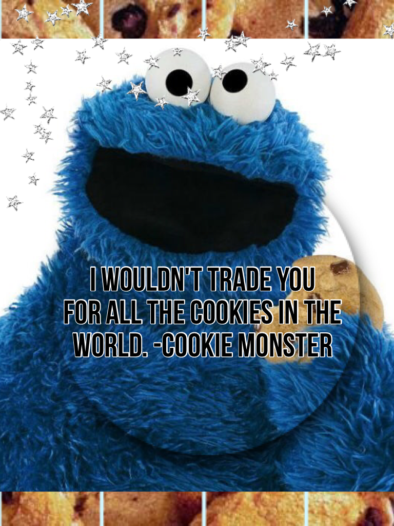 I wouldn't trade you
for all the cookies in the world. -Cookie Monster 