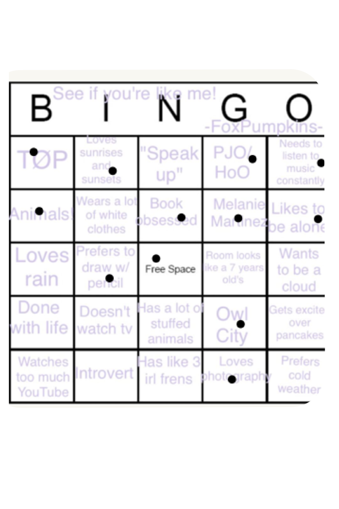 Darn, didn't get bingo. I was close tho!! 