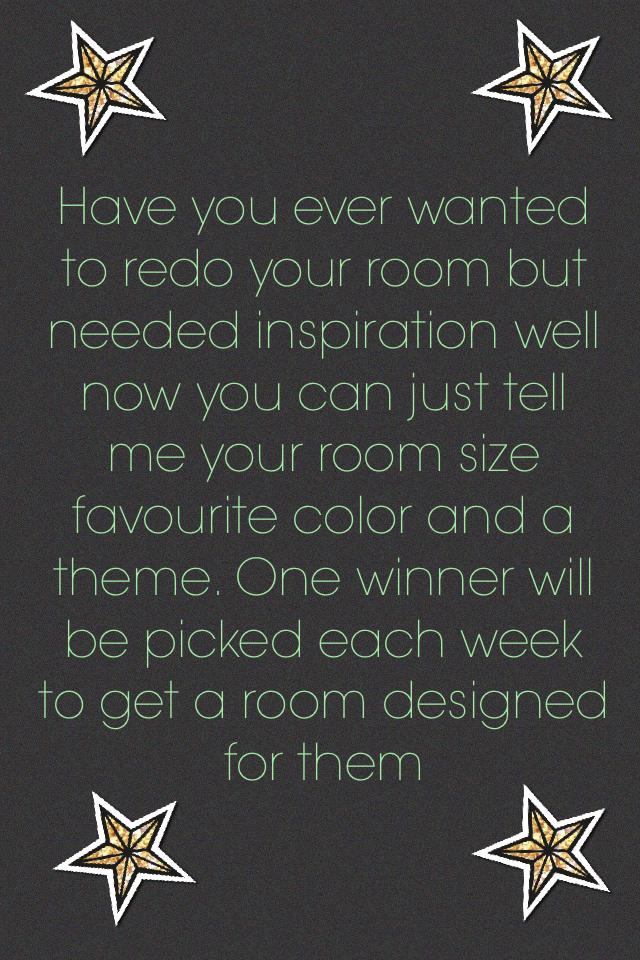 ENTER TODAY (Click)



To win leave a comment with your room size. You're favourite color. And a theme. 