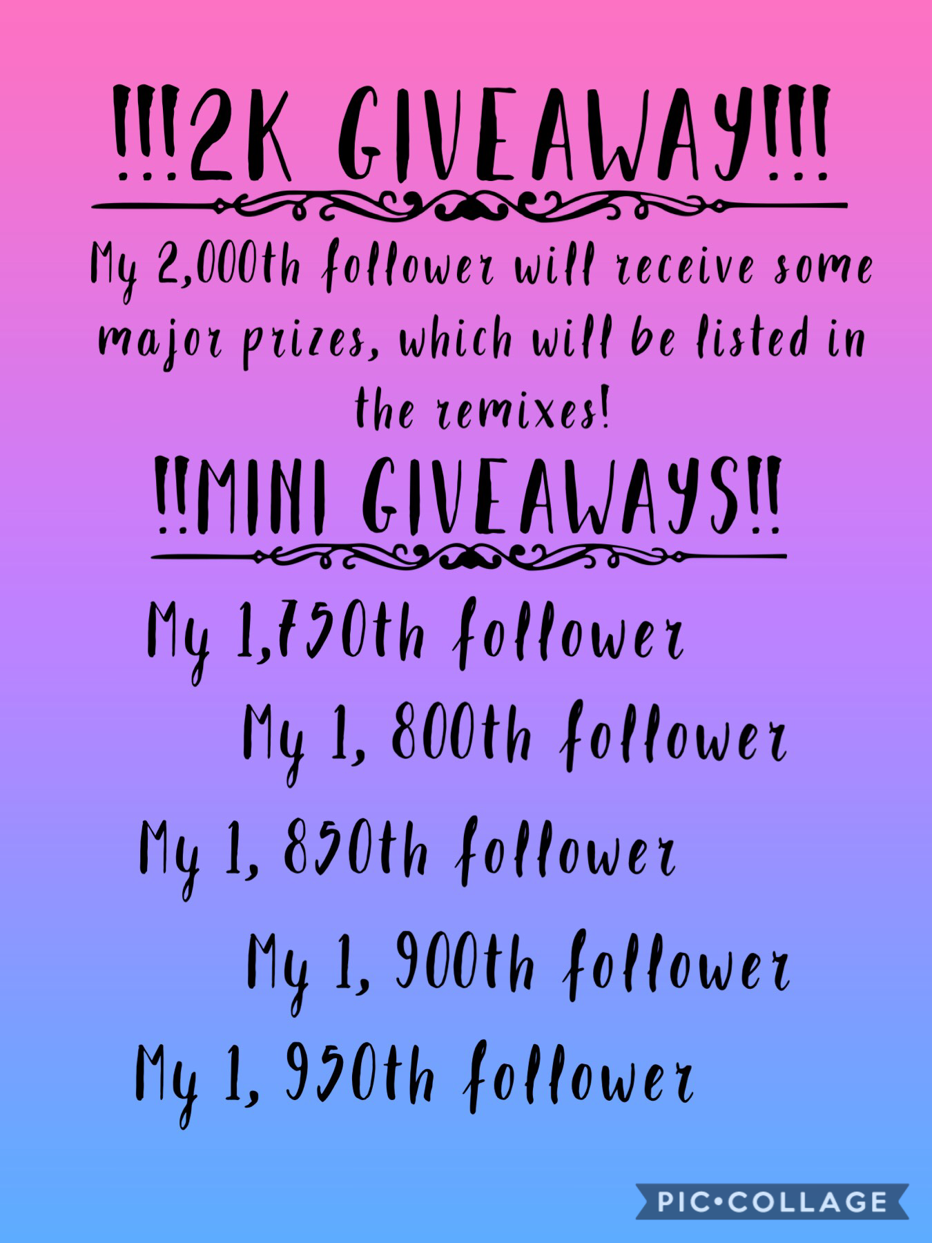 I know I’m not really close to 2K yet, but I thought that some mini giveaways would be fun!