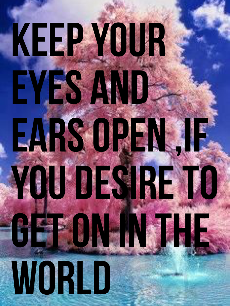 Keep your eyes and ears open ,if you desire to get on in the world
