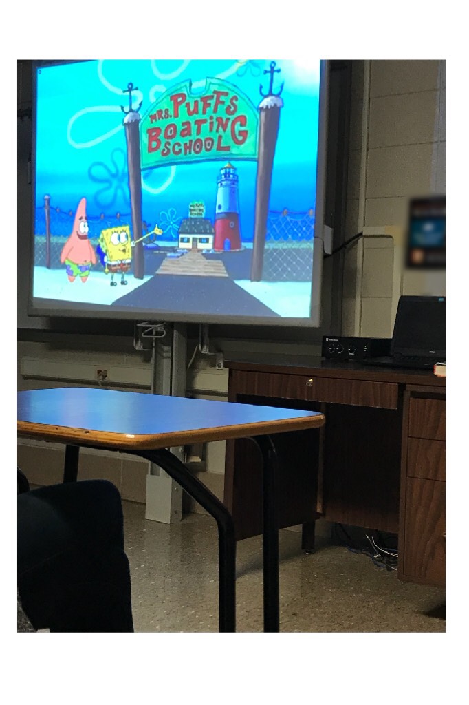 Watching spongebob in Spanish class. We learn so much at school. 