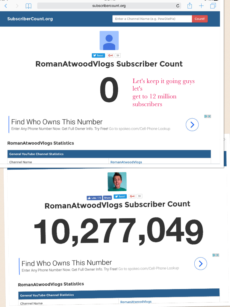 Let's keep it going guys let's
get to 12 million subscribers 
