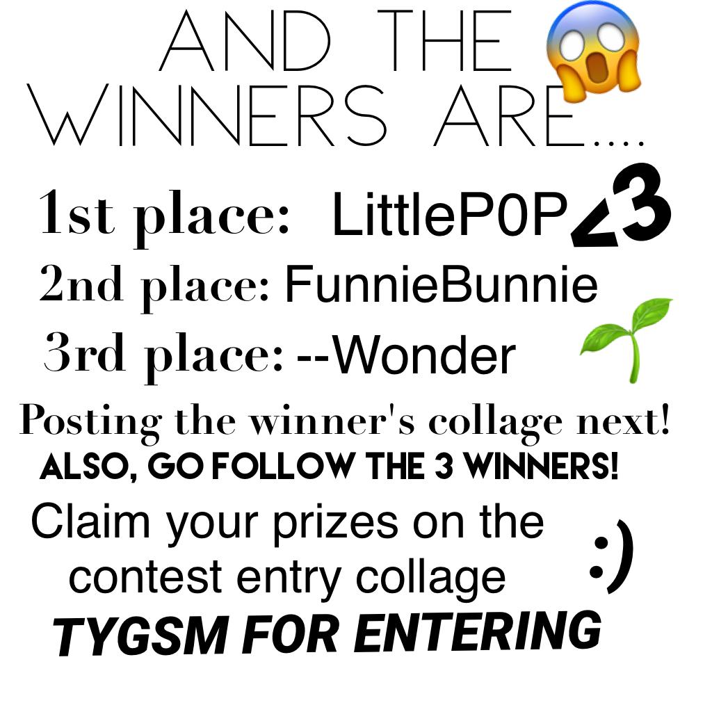 🤞🏼 CONTEST WINNERS 🤞🏼
Well done LittleP0P, FunnieBunnie and --Wonder! Also, thanks to everyone that entered! ❤️❤️
-baii