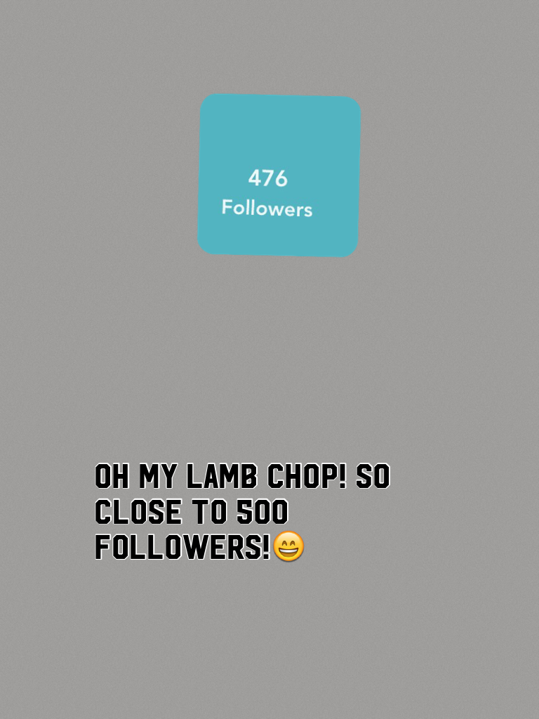 Oh my lamb chop! So close 2 500 followers!😄