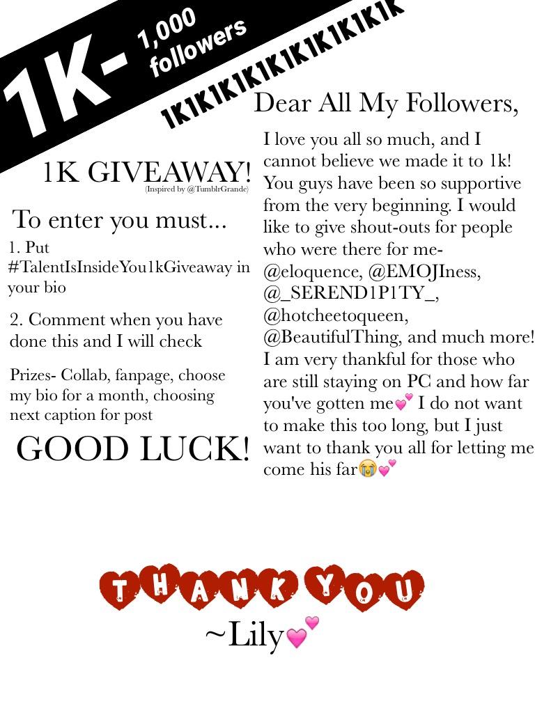 ⭐️✨Click✨⭐️
TYSM! You all are the best followers!
Please enter my giveaway! And I'm so sorry I re posted it again!
If I have any typo's do not mind them 😂💕