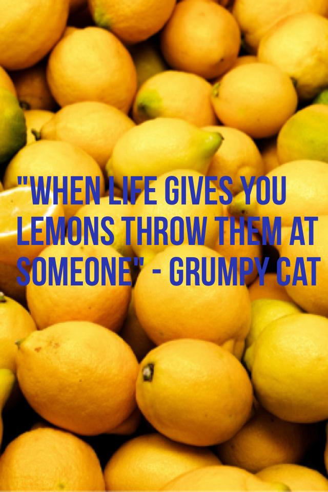 "When life gives you lemons throw them at someone" - grumpy cat
