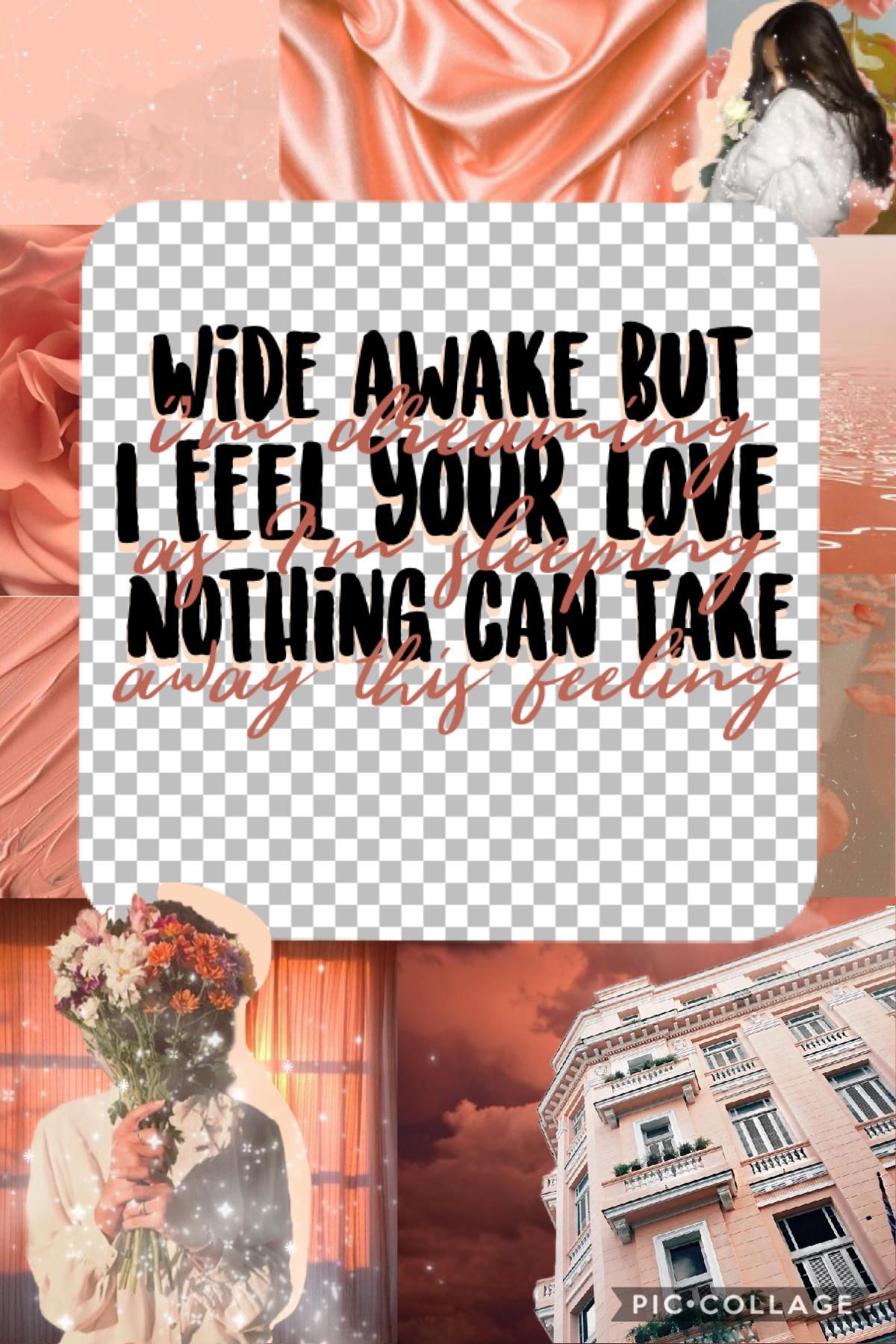 “Wide awake but I’m still dreaming. I feel your love as I’m sleeping. Nothing can take away this feeling.”quote by me bc thjngs are great😁😁✨✨✨✨How are you guys? My collage ability is going so far downhill💀