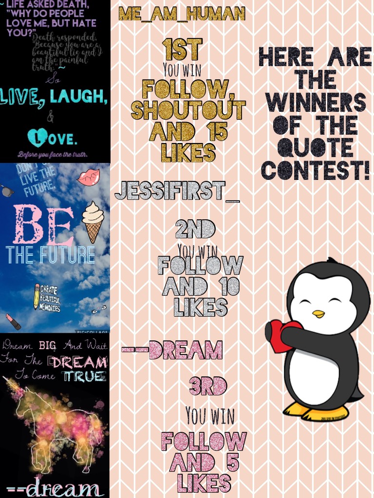 Here are the winners of the contest 