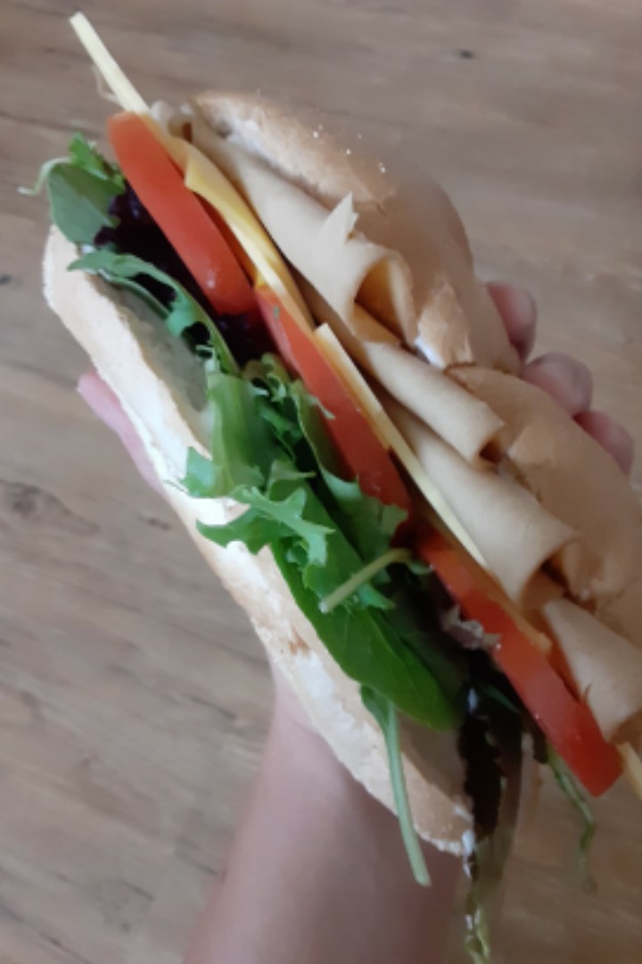 you can tell I used to work at Subway (this sandwich is 100% vegan btw - mayo, cheese, and turkey with no animal products)