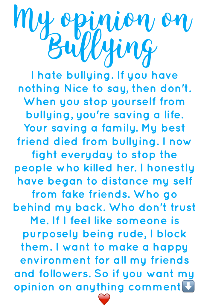 My opinion on Bullying