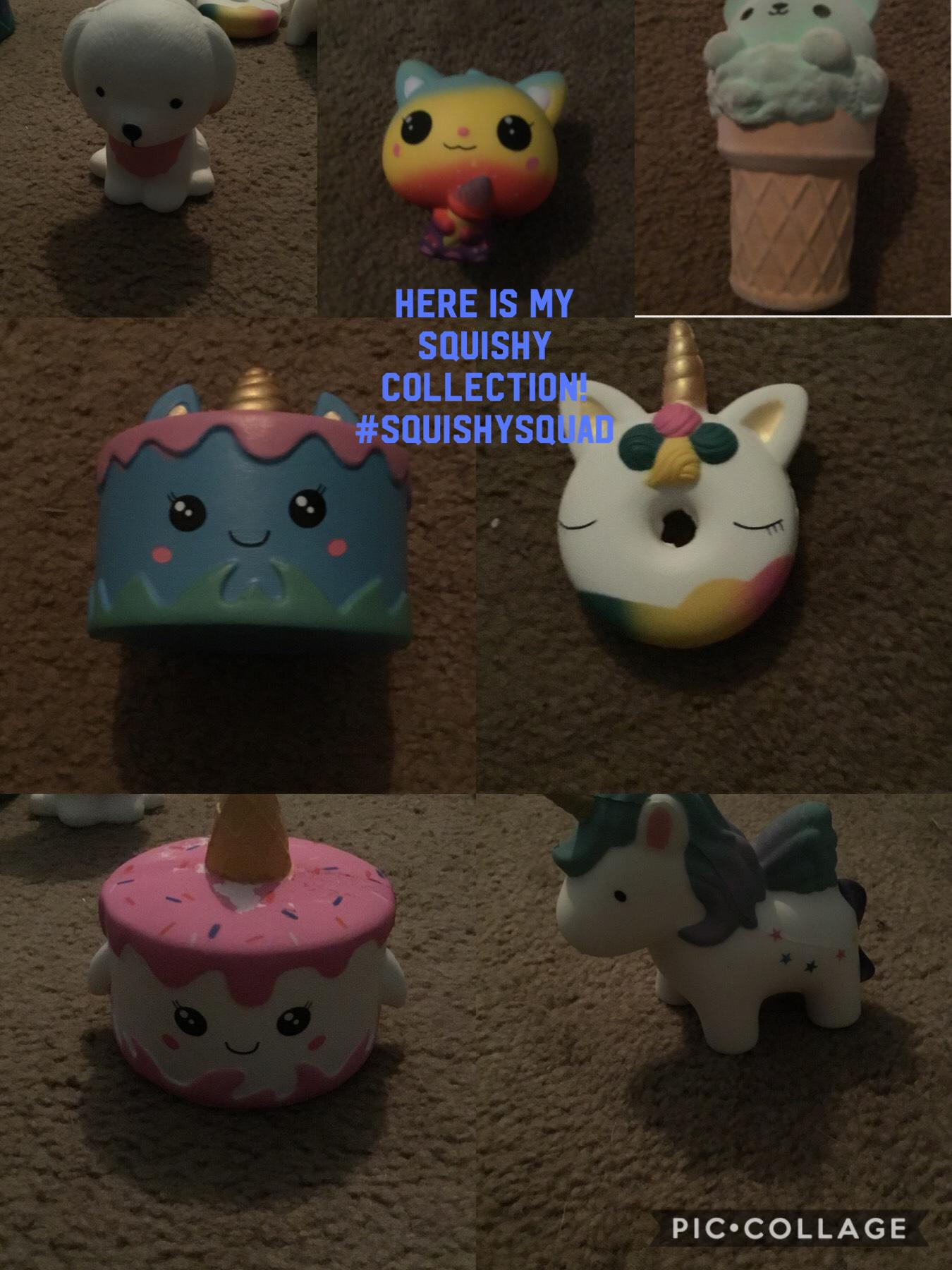 Here is my squishy collection I got more this weekend all accepted 
the panda ice cream 