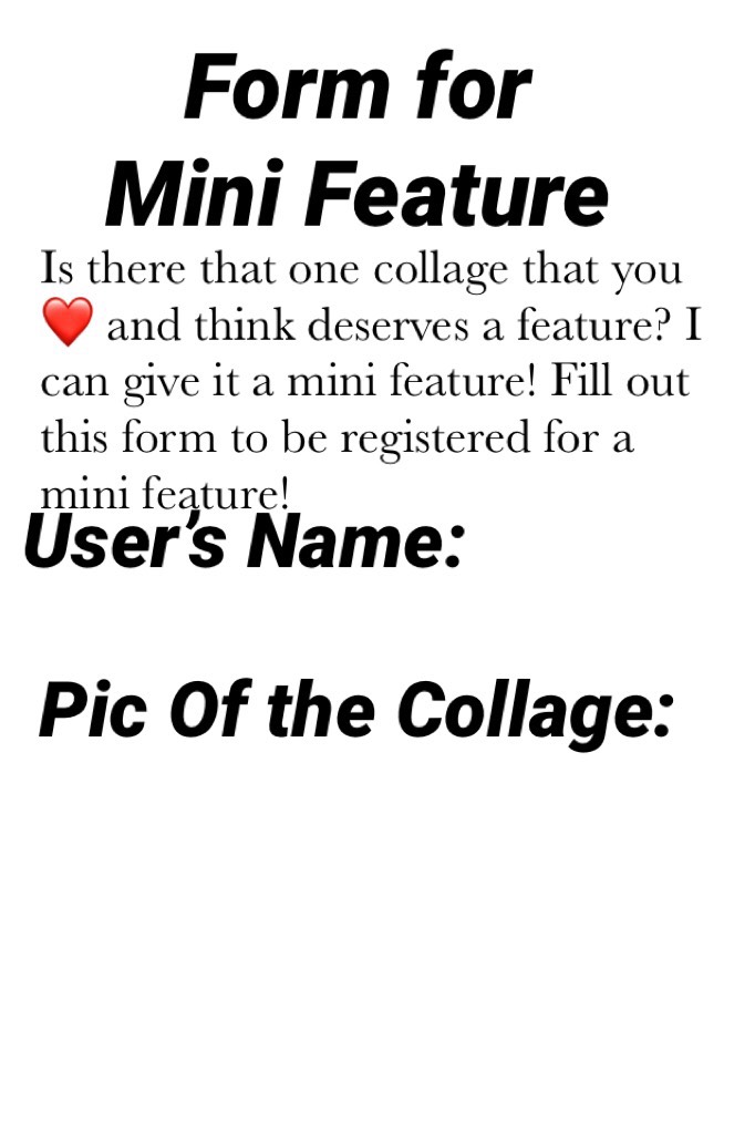 Form for Mini Feature