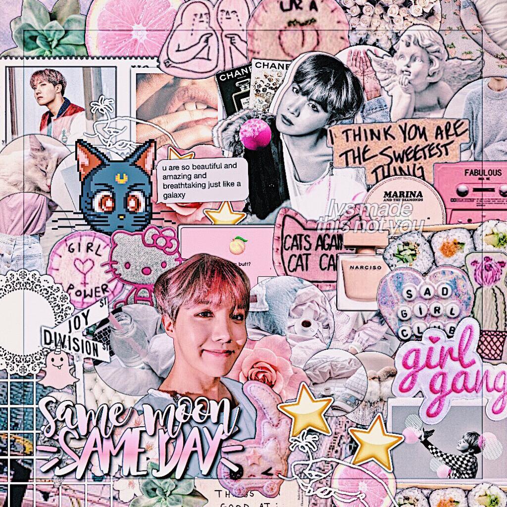 *piccollage is annoying and deleted my edit so repost* for hoEseok's birthday soon!!!!!!! love my little hobi aka loml💓💓💓++ i tried something new and i kinda like it???????