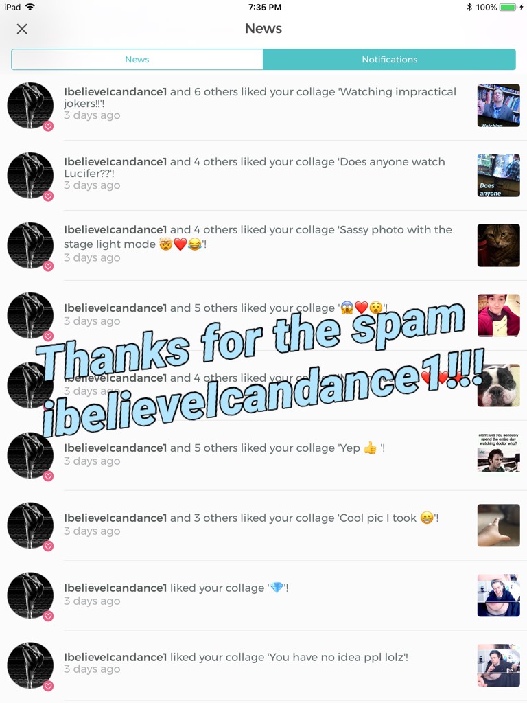 Thanks for the spam ibelieveIcandance1!!!