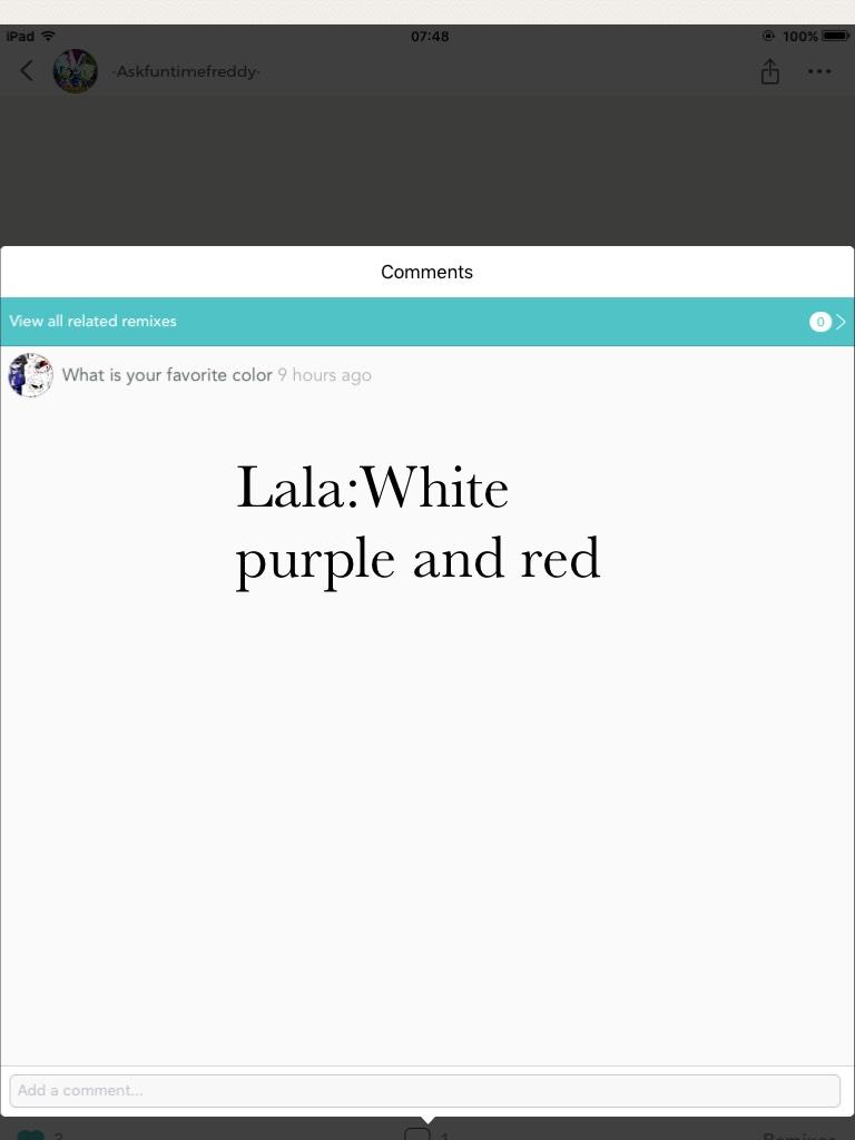 Lala:White purple and red