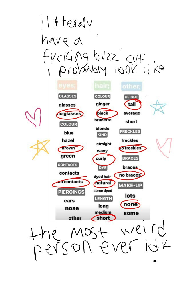 i saw this and decided to do it what more else can I say?
excuse my dinosaur handwriting my bad